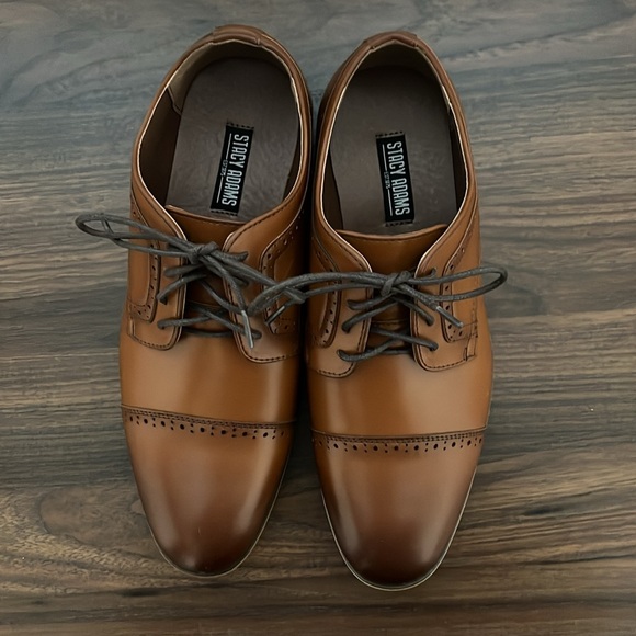 Stacy Adams 6M Dickinson Lace Up Oxfords Men's Dress Workwear Fancy Cognac Shoes - Picture 4 of 7